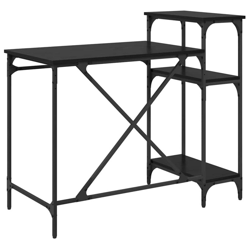 Metal Base Computer Desk, Black Oak, 90cm. H x 105cm. W x 50cm. D