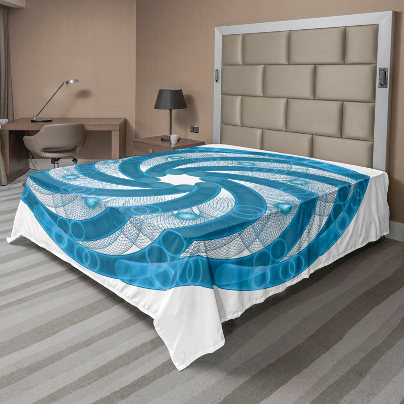Drap abstrait bleu Ambesonne, Drap plat pour très grand lit californien