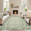 Tapis lavable 240 x 300 cm, doux et antidérapant, style vintage, idéal pour le salon, gris-vert.-928349467-928349470
