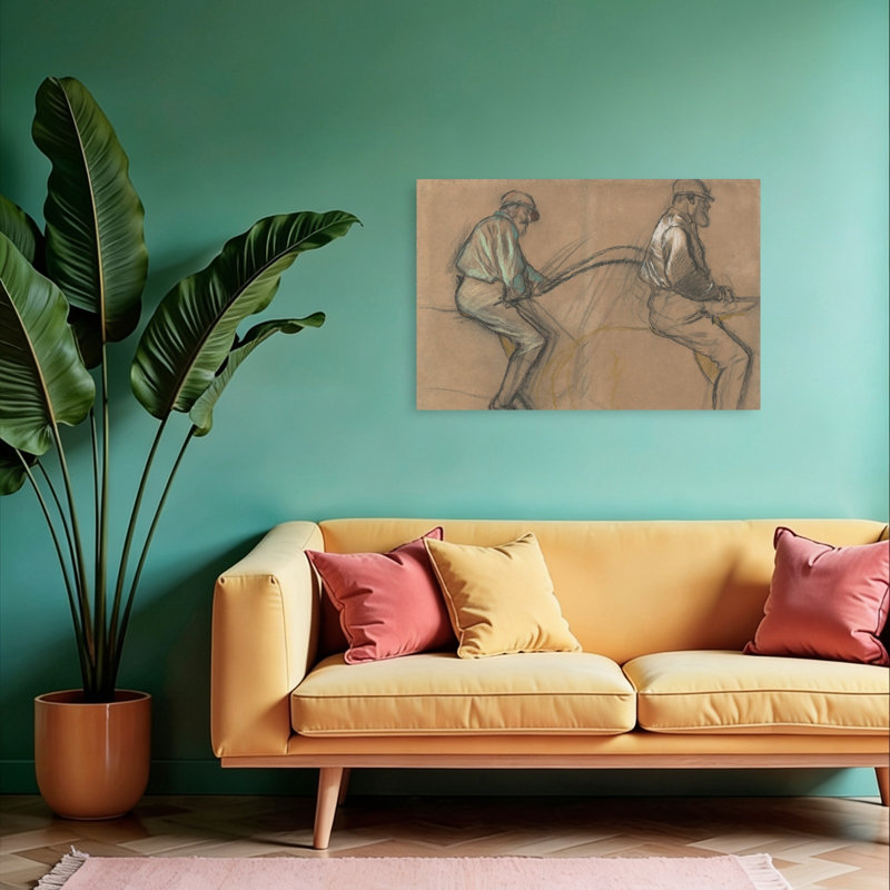 Deux études de jockey, vers 1884. Estampe d'art mural contemporaine abstraite impressionniste représentant un cheval.