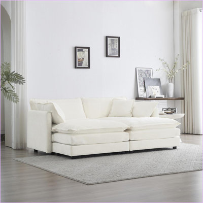 Canapé modulaire 4 pièces modulaire avec causeuse et amp; Repose-pieds | Cinéma maison de salon | Chenille gris ardoise
