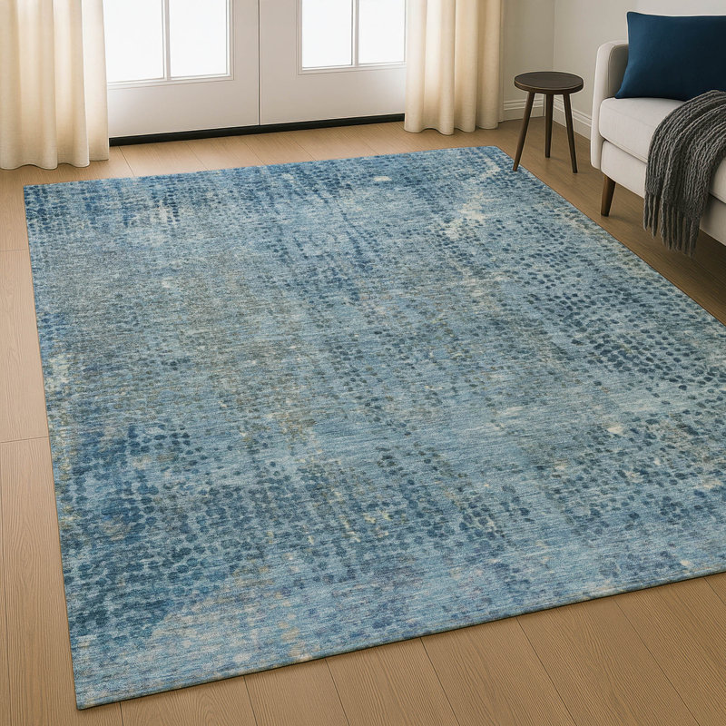 Premium Machine Washable Mayfield Abstract Rug, Blue, 9' x 12'