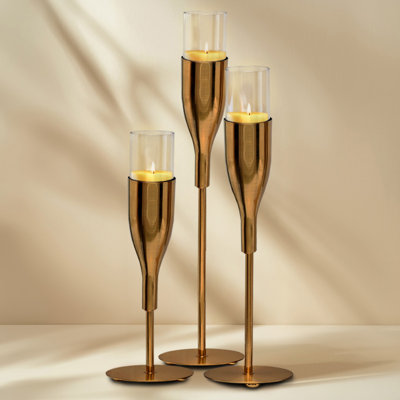 Ensemble de porte-bougie en verre à vin 3 pièces pour décoration de table de Noël, ambiance de maison et de fêtes élégante