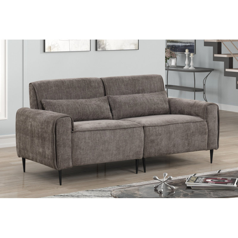 Canapé en chenille l 74 po avec pieds en métal et coussins décoratifs Valentina