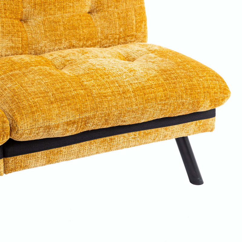 Canapé-lit sans accoudoirs en chenille 71,6 po Jalesha, Chenille jaune