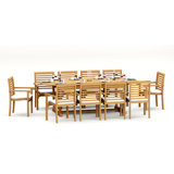 7 Pcs Grade-A Teak Wood Dining Set: 94" Mas Oval Trestle Leg Table And 6 Hari Stacking Arm Chairs #11HR2306