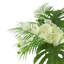 Tropical Floral Arrangement with Orchids and Palm Leaves