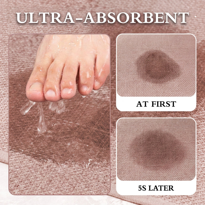 2 Piece Textured Linen-Look Bath Rug Set with Non-Slip Backing, Pink