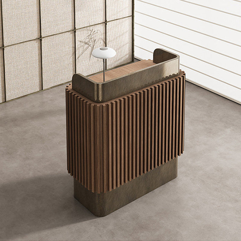Bureau de luxe rectangulaire en bois manufacturé + acier inoxydable, 47.24