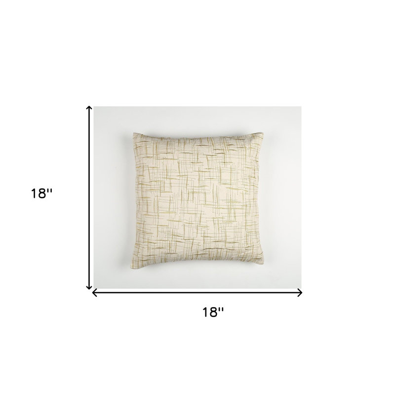 Housse de coussin intérieure 18 "beige et or faite à la main avec broderie