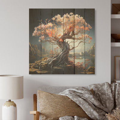 Maman surréelle sérénité tons pastel - Art sur bois de pin naturel