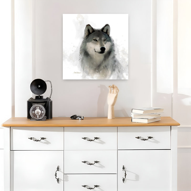 «Rainsoft Wolf Abstract Contemporary Forest Forest», art mural, H 18 po x l 18 po