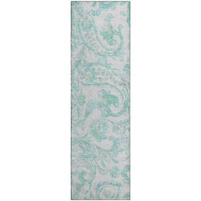 Premium Machine Washable Prisco Turquoise Rug