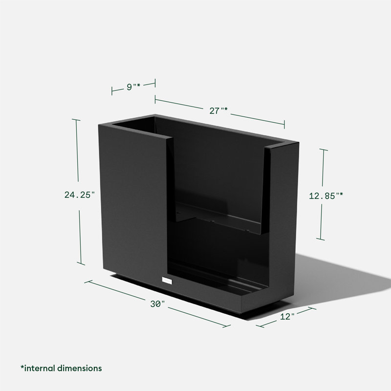 Black Rectangular Recycled Plastic Outdoor Planter