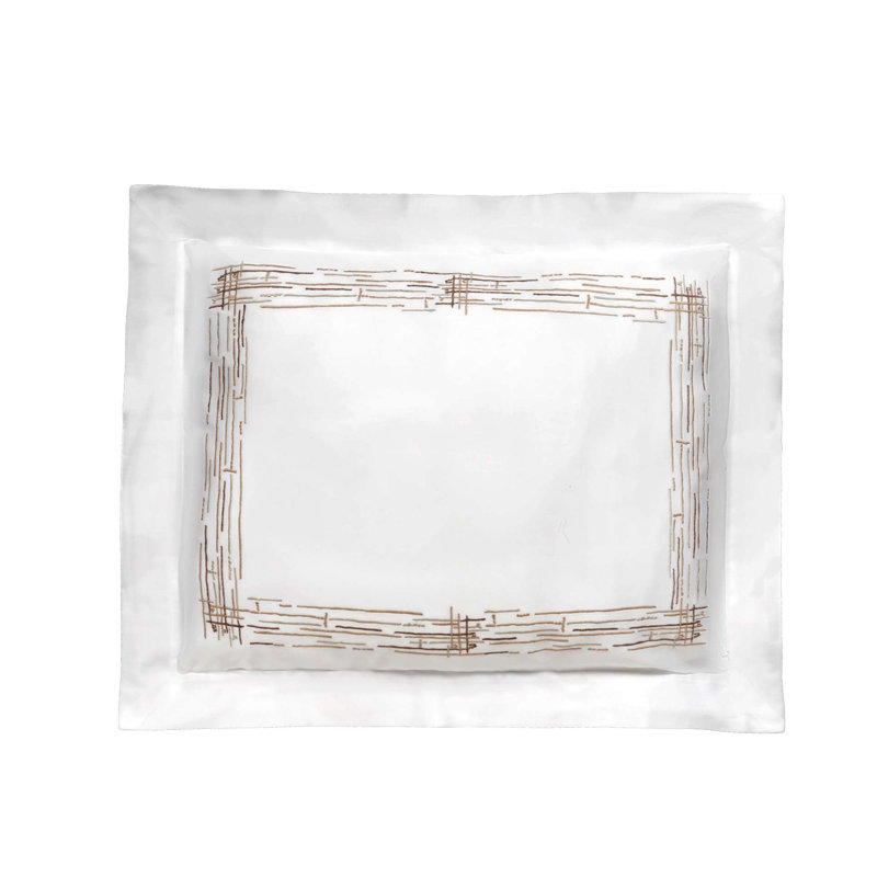 Graffiti Embroidery By DEA Sateen Sham, White/Terracotta, Standard Sham