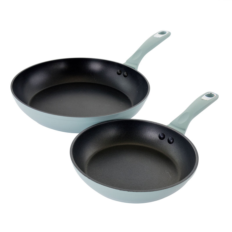 Dusty Blue Aluminum Non-Stick Frying Pan Set, 8 and 11 Inch
