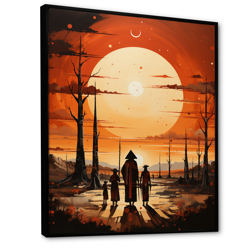 Landel Art amérindien Tribal Vision III, H 32 po x l 16 po x P 1 po, Cadre flottant noir