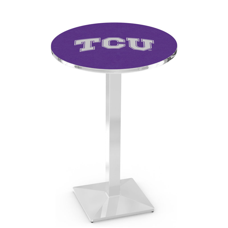 Round Metal Base Dining Table, Chrome, Texas A and M