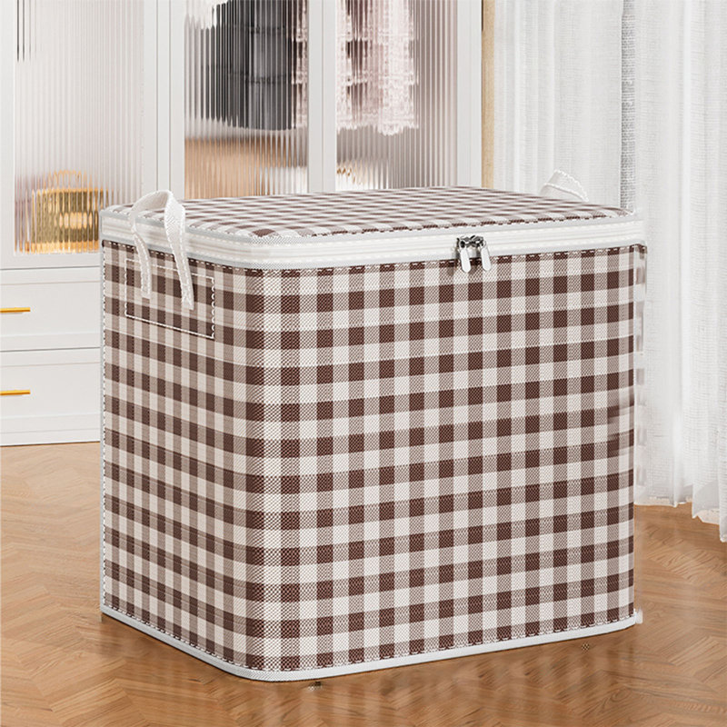  Double Zipper Storage Bins with Lids, Heavy Duty Closet Organizers and Storage, Foldable Clothes Storage Bags, Storage Containers for Blanket, Comforter, Pillow, Bedding (Coffee, M)