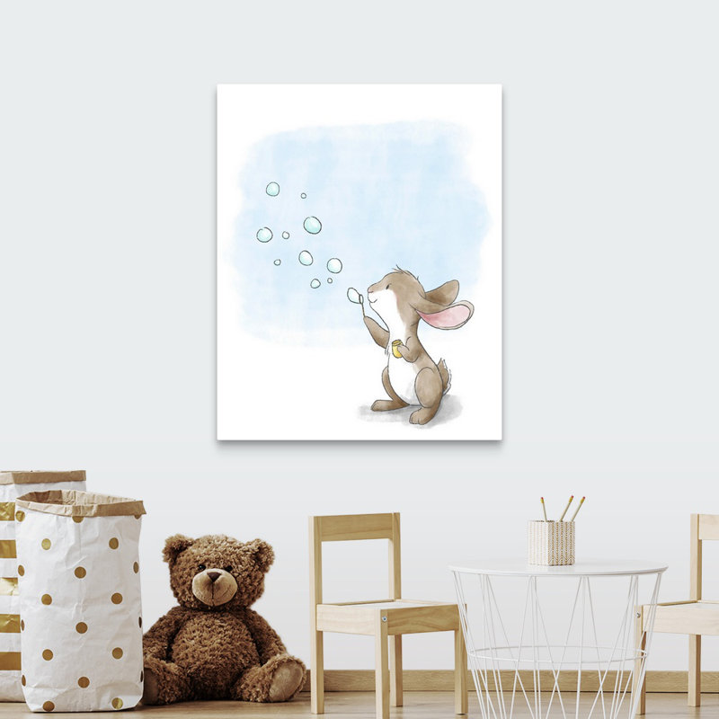 « souffleing bubbles », impression Little Bunny, Toile, H 20 po x l 16 po x P 1,25 po