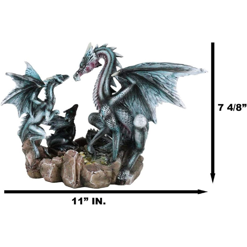 Figurine mère dragon avec bébés dragons