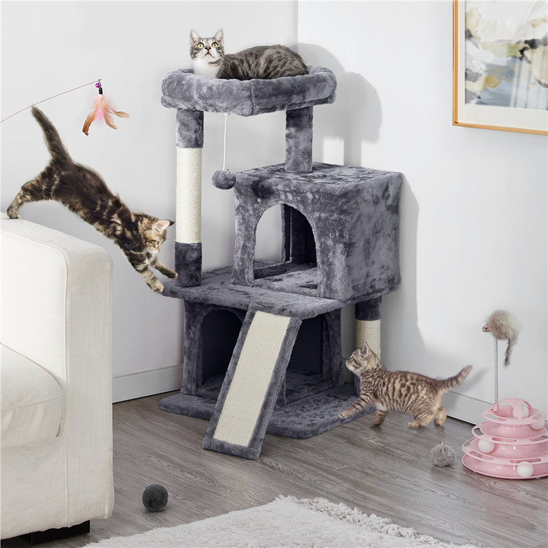 91cm H Multilevel Cat Tower, Dark Grey