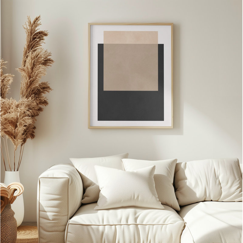 "Géométrie superposée", art mural encadré, Beige, H 14 po x l 10 po