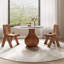 Ikerne Round Dining Table With Lazy Susan Vase-Shaped Solid Wood Pedestal-1378389466-1378389469