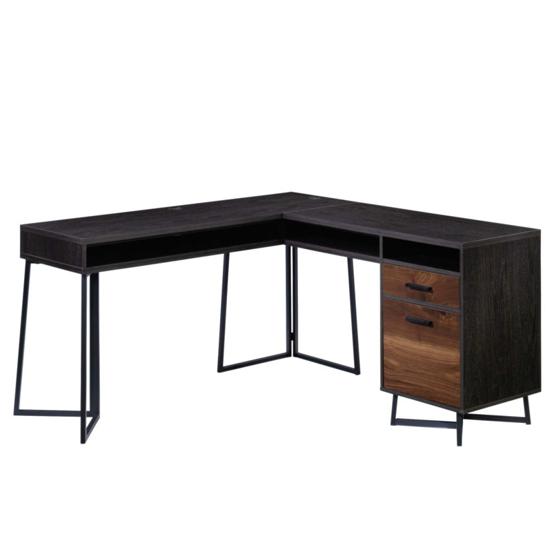 Bureau en L avec rangement spacieux et fabrication durable, parfait pour les bureaux à domicile et les jeux
