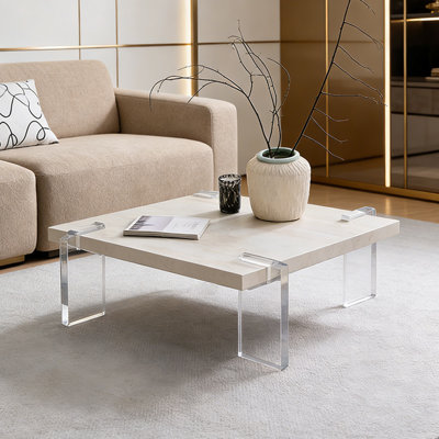 High-End Slate Coffee Table with Acrylic Legs