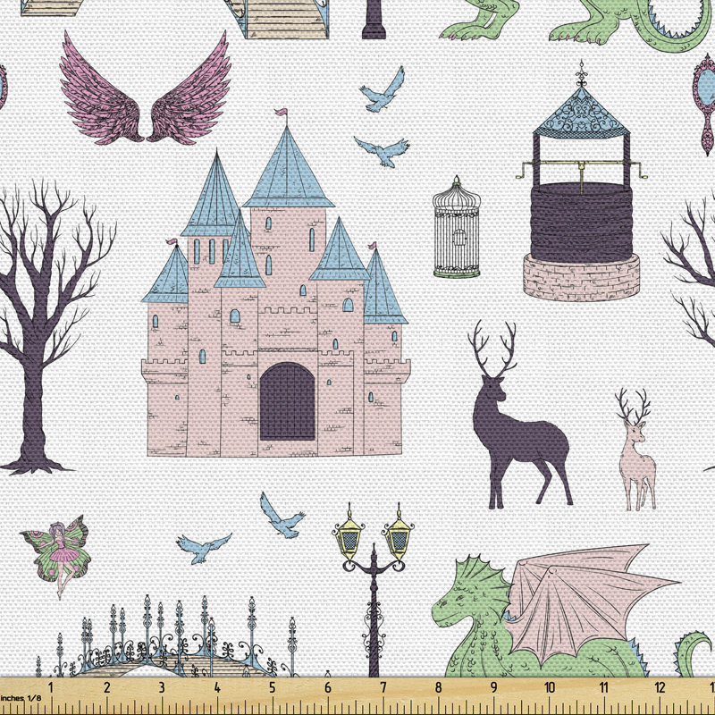 Cowes Castles Dragons Deers Lantern Fabric
