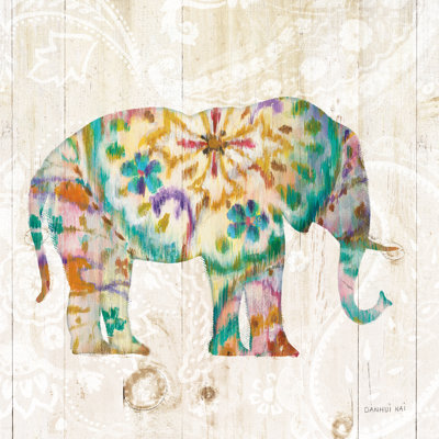 Boho Paisley Elephant I by Danhui Nai - No Frame Print on Canvas