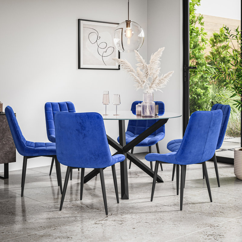 Darcus 6 - Person Dining Set, Black/Blue