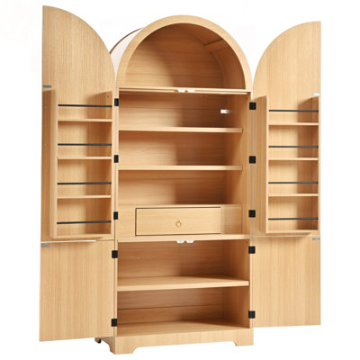 Garde-manger arqué de 72 po de hauteur avec portes cannelées et tiroir caché