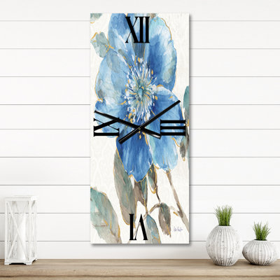 Indigold Watercolor Flower I - Horloge murale traditionnelle