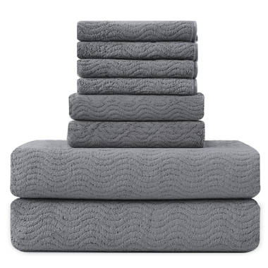 8pc Striped Bath Towel Set White/Gray - Yorkshire Home