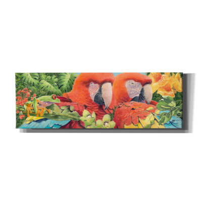 Yanah Red Barrel StudioÂ® 'Scarlet Macaws' By Durwood Coffey, Canvas Wall Art, 36X12 -  Bayou Breeze, EBB120A5E82D402C8183387E4095A632