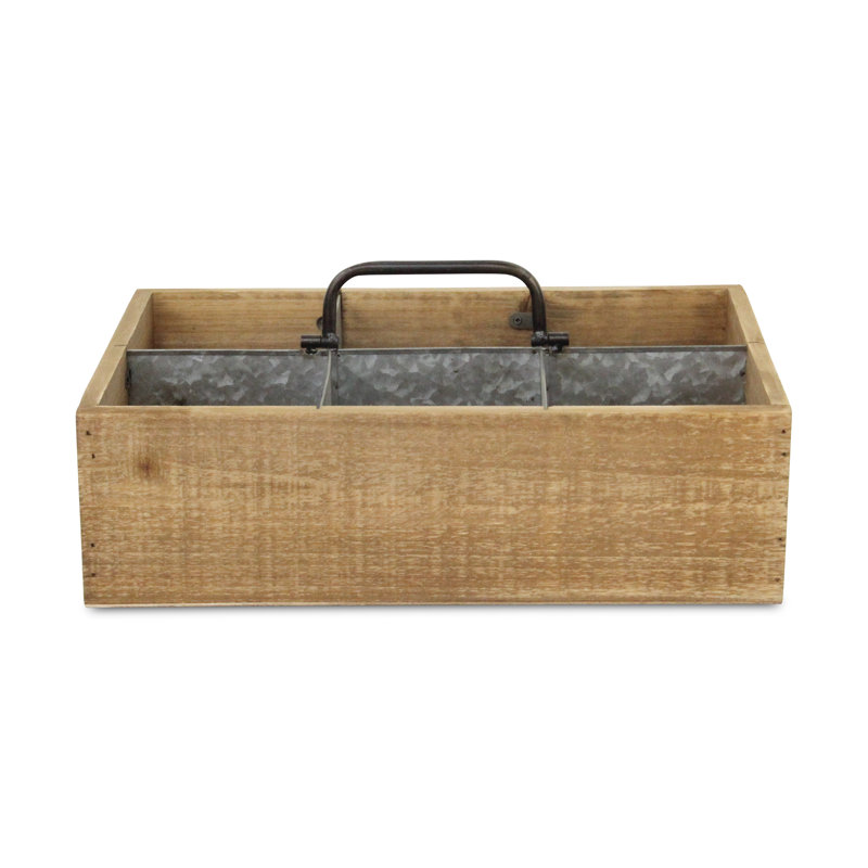 Caisse en bois massif 6 fentes, Brun