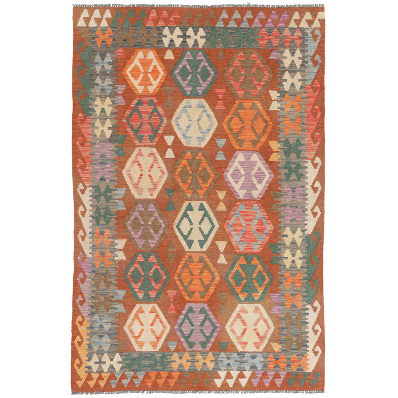 Rectangle 125 cm x 190 cm Wool Hand Woven Kilim