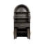 Armoire de cuisine 71 po en bois aggloméré noir avec porte en verre arquée, tablettes réglables et porte de grange pour le rangement de la salle à manger