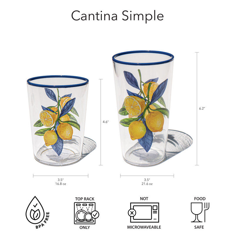 Verre acrylique Lemon Orchard - jaune - 16,8 oz - ensemble de 6, 16,8 oz