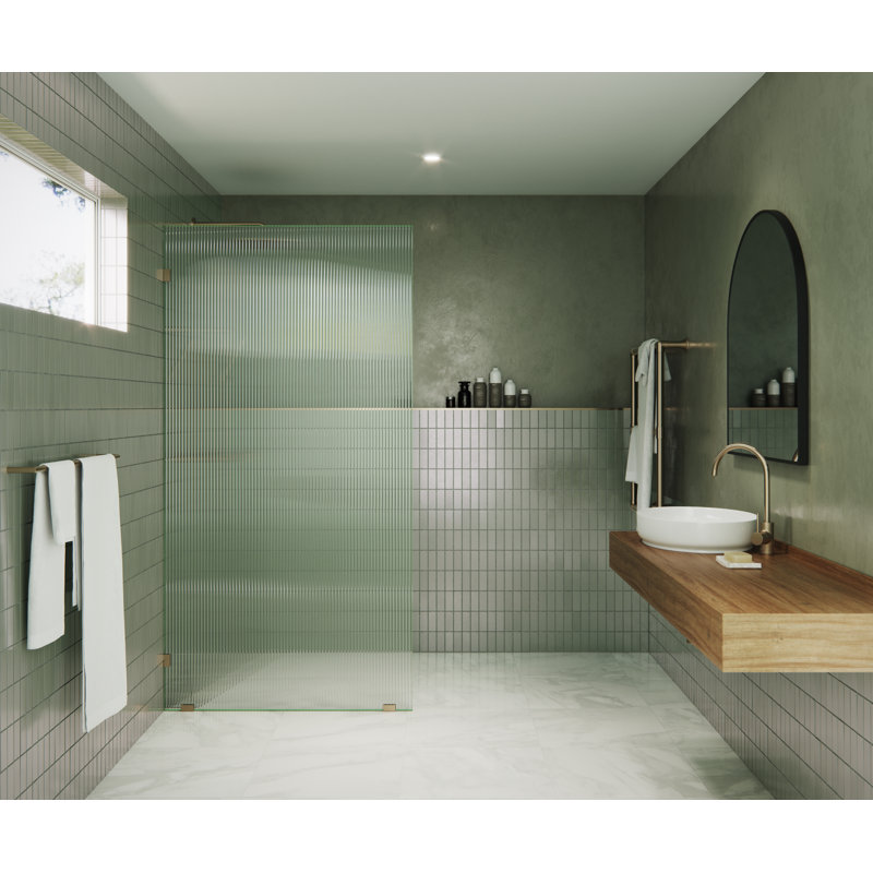 Gaia 38 in. x 78 in. Frameless Fluted Single Fixed Shower Panel, Brushed Bronze