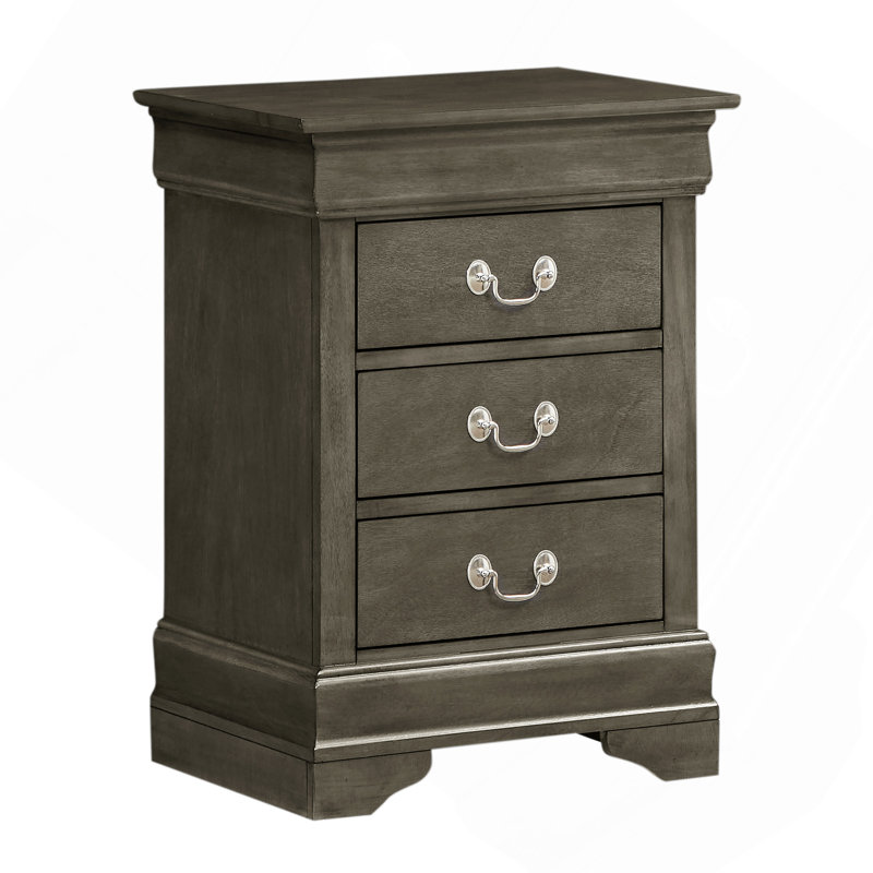 Charmante table de chevet traditionnelle grise, Gris