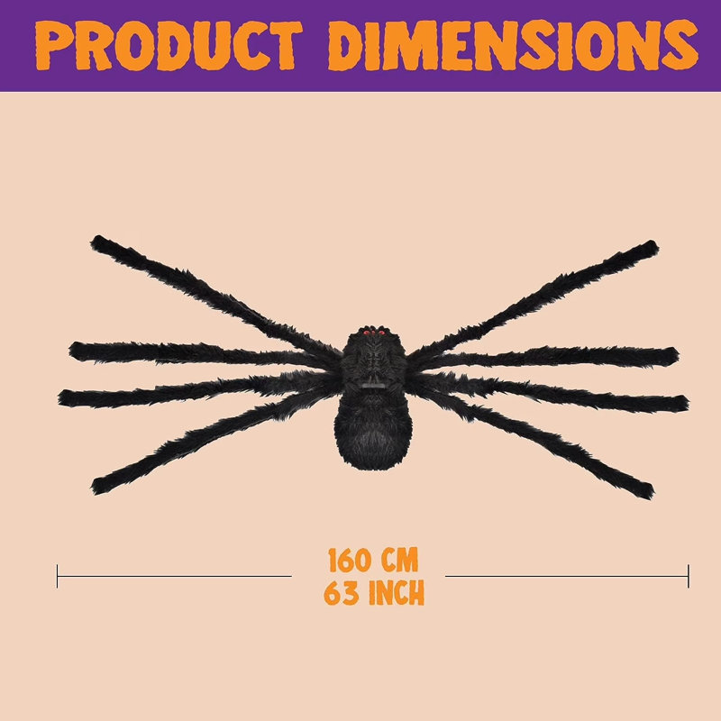 2 Pack 5 Ft. Halloween Black Giant Fake Hairy Spider