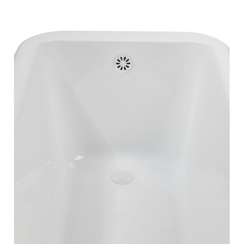 62" Streamline Clawfoot Tub,Tray,Drain, Clawfeet, Polished Gold, Glossy White