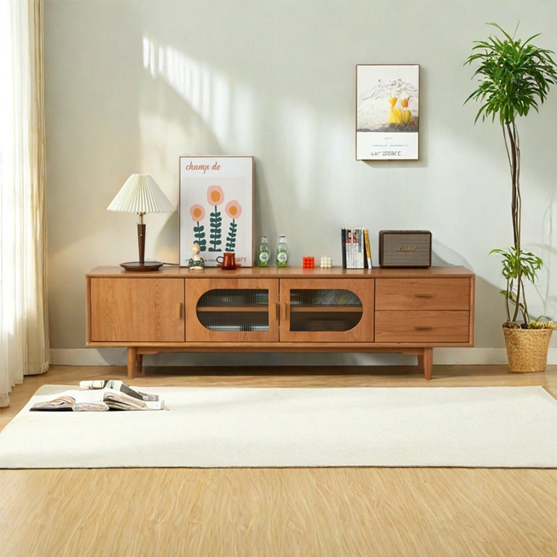 Modern simple solid wood TV cabinet, 78.74"