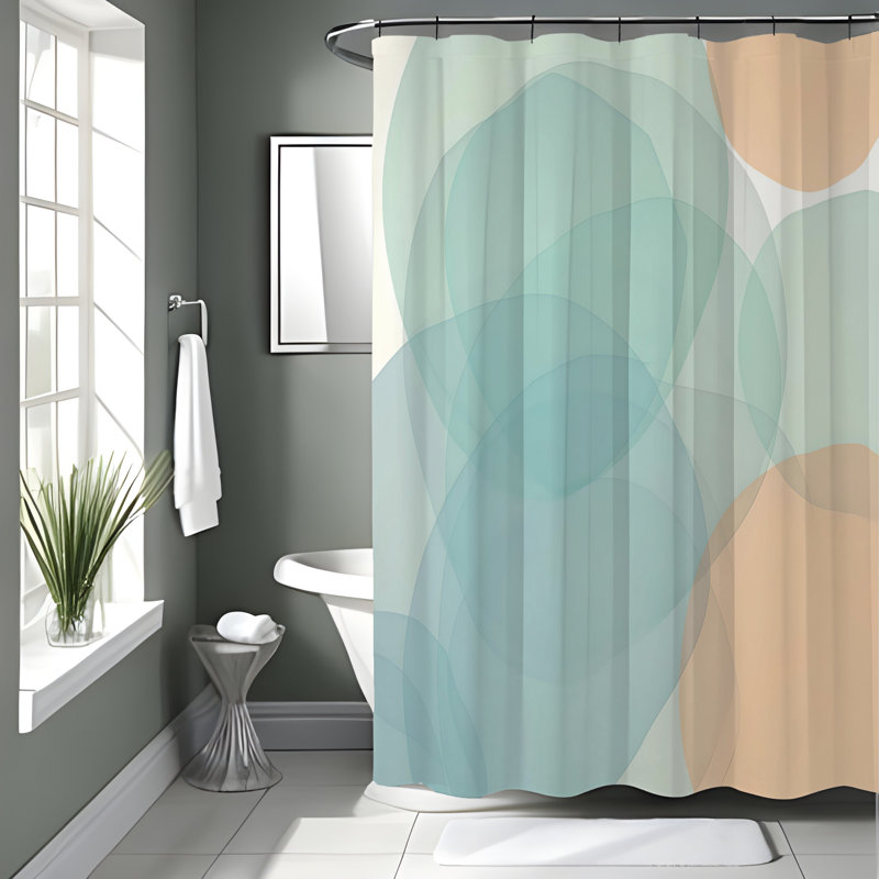 Rideau de douche avec tapis de bain, H 70 po x l 93 po