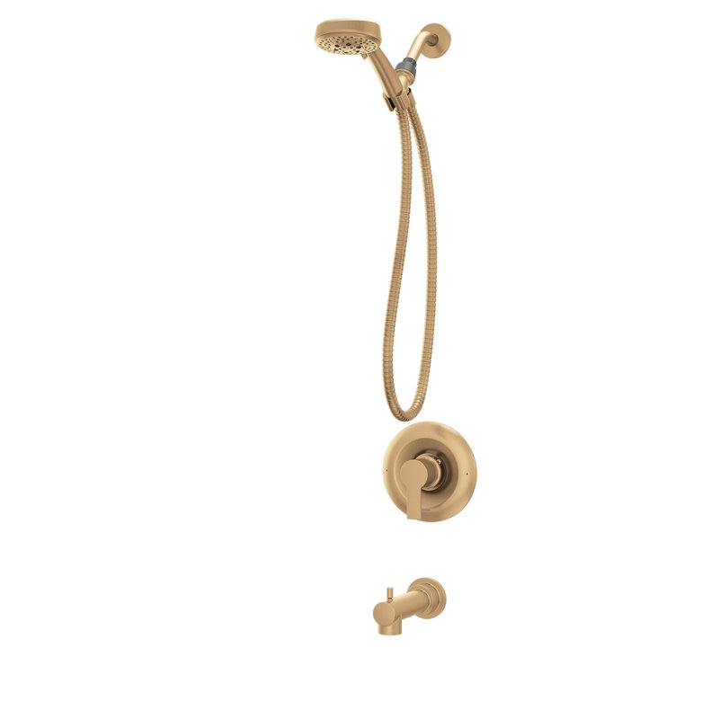 Baignoire / douche à poignée simple avec douchette Meena, valve incluse, Doré bronze