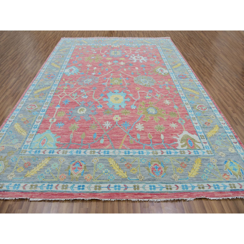 Tapis oriental en laine noué à la main 10 pi 1 po x 14 pi 0 po Oushak
