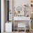 17" Round LED Lighted Vanity Table Set with Stool, Touch 3 Color Mirror, Multi-Layer Storage for Small Spaces